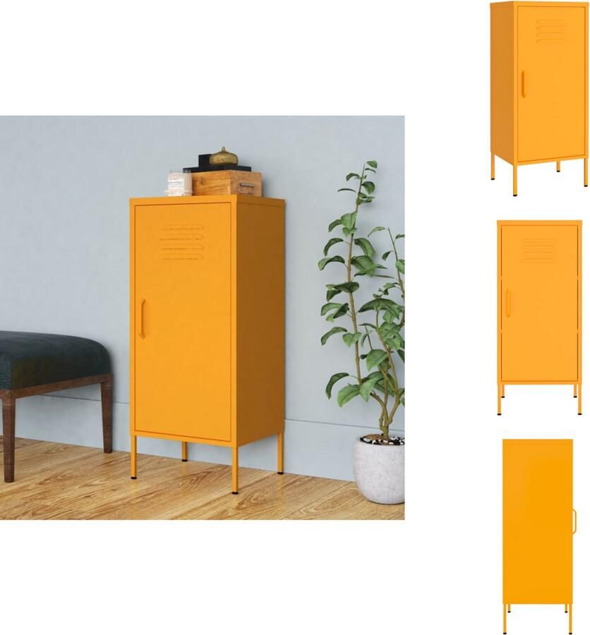 VidaXL Opbergkast Opbergkasten Opslagkast Opslagkasten Opbergkast 42 5x35x101 5 cm staal mosterdgeel