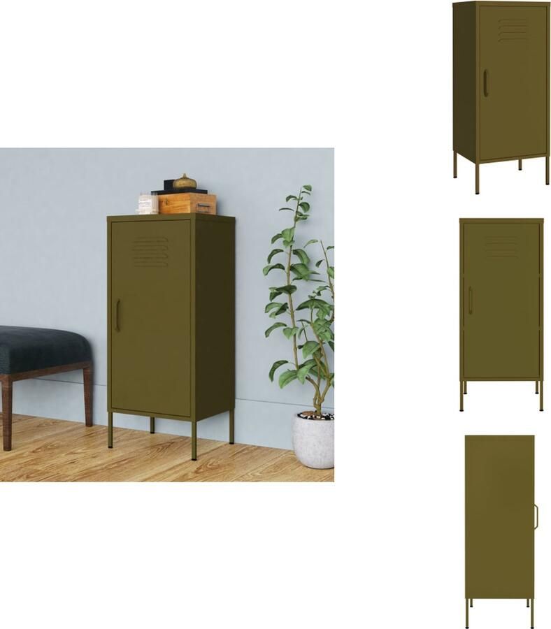 VidaXL Opbergkast Opbergkasten Opslagkast Opslagkasten Opbergkast 42-5x35x101-5 cm staal olijfgroen - Foto 2