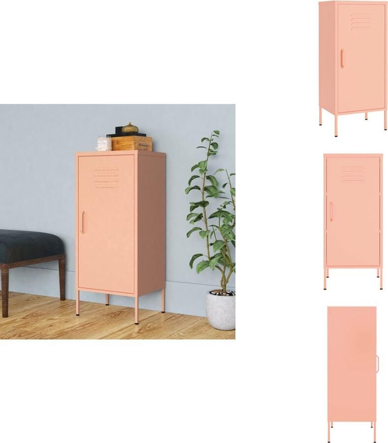 VidaXL Opbergkast Opbergkasten Opslagkast Opslagkasten Opbergkast 42 5x35x101 5 cm staal roze - Foto 2