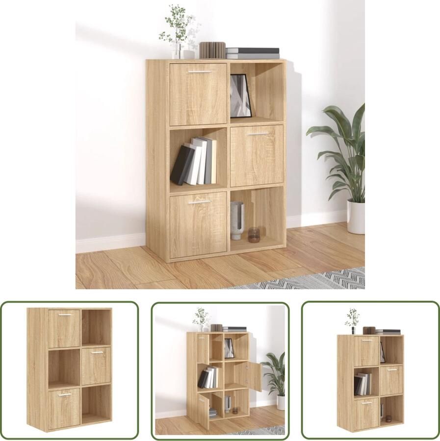 The Living Store Opbergkast 60x29 5x90 cm bewerkt hout sonoma eikenkleurig Kast Houten Kast Opbergkast Bruine Kast Sonomaplank - Foto 2