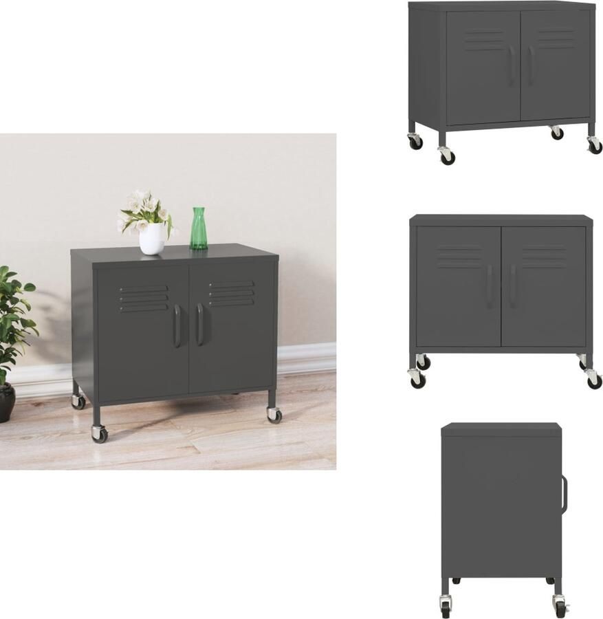 VidaXL Opbergkast Opbergkasten Opslagkast Opslagkasten Opbergkast 60x35x56 cm staal antracietkleurig