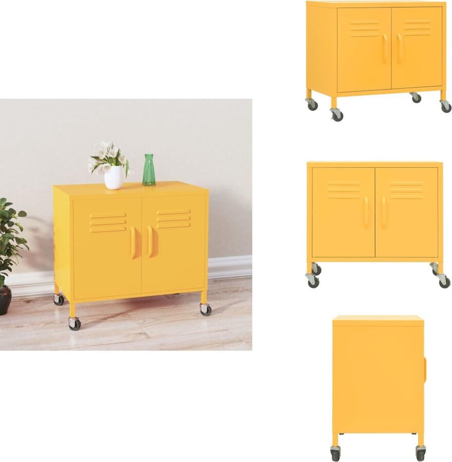 VidaXL Opbergkast Opbergkasten Opslagkast Opslagkasten Opbergkast 60x35x56 cm staal mosterdgeel