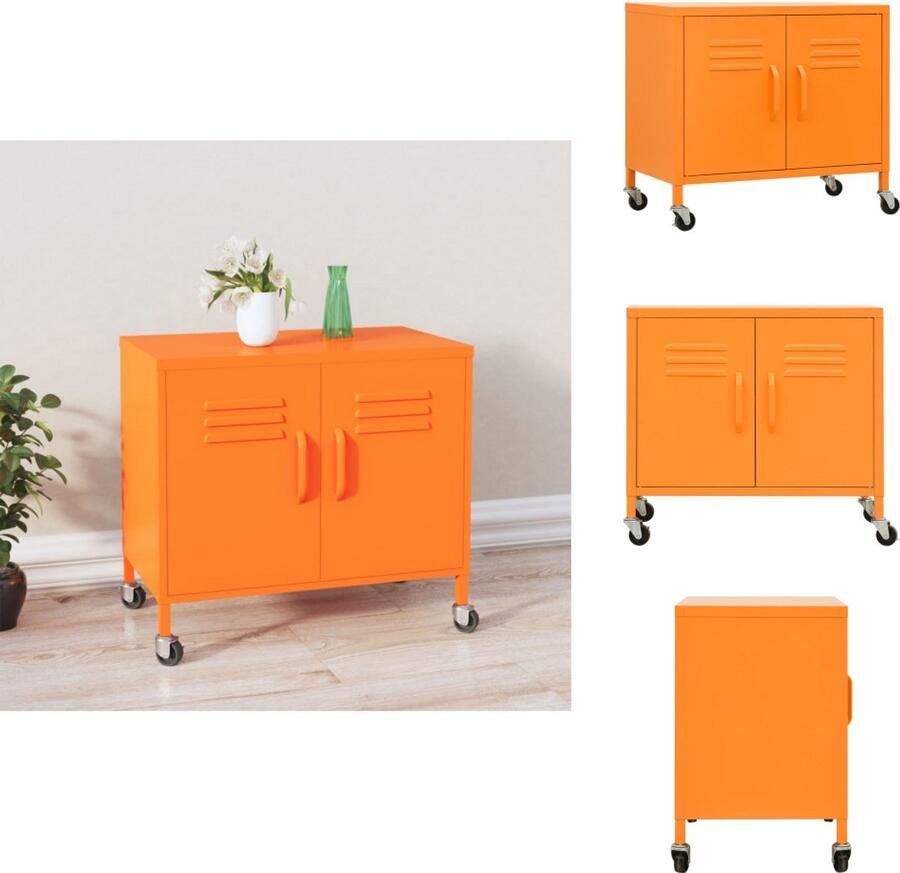 The Living Store Stalen Opbergkast 60 x 35 x 56 cm Oranje Staal Verstelbaar Schap Opslagruimte Metalen Kast Oranjekast Stalen Kast Opbergkast - Foto 2