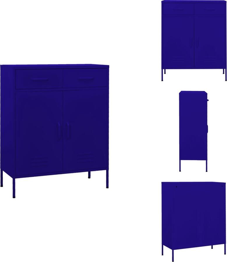 VidaXL Opbergkast Opbergkasten Opslagkast Opslagkasten Opbergkast 80x35x101-5 cm staal marineblauw