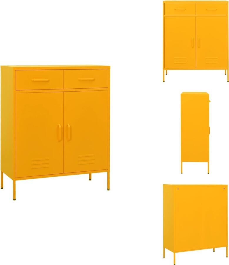 VidaXL Opbergkast Opbergkasten Opslagkast Opslagkasten Opbergkast 80x35x101 5 cm staal mosterdgeel - Foto 2