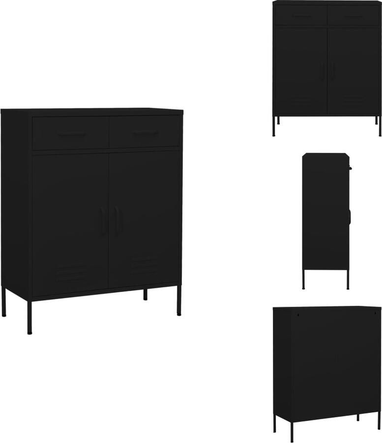 VidaXL Opbergkast Opbergkasten Opslagkast Opslagkasten Opbergkast 80x35x101-5 cm staal zwart