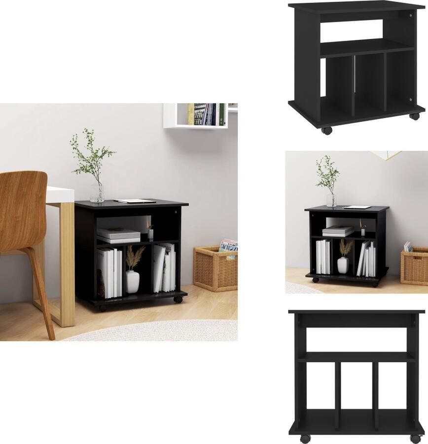 VidaXL Opbergkast Opbergkasten Rolbare Kantoorkast Rolbare Kantoorkasten Kast verrijdbaar 60x45x60 cm spaanplaat zwart