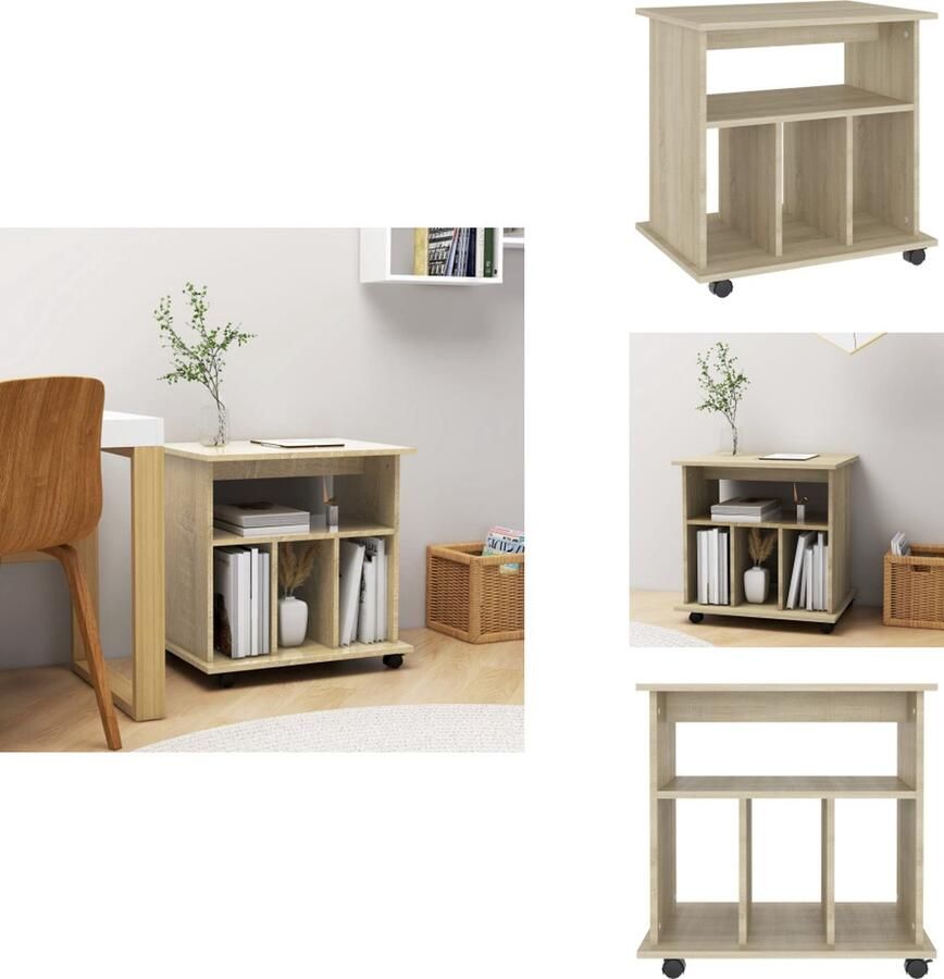 VidaXL Opbergkast Opbergkasten Rolbare Kantoorkast Rolbare Kantoorkasten Kast verrijdbaar 60x45x60 cm spaanplaat sonoma eikenkleurig