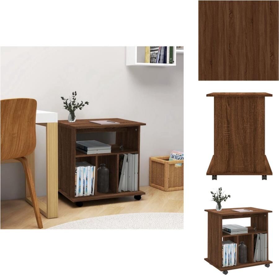 VidaXL Opbergkast Opbergkasten Rolbare Kantoorkast Rolkast Kast verrijdbaar 60x45x60 cm bewerkt hout bruineikenkleurig