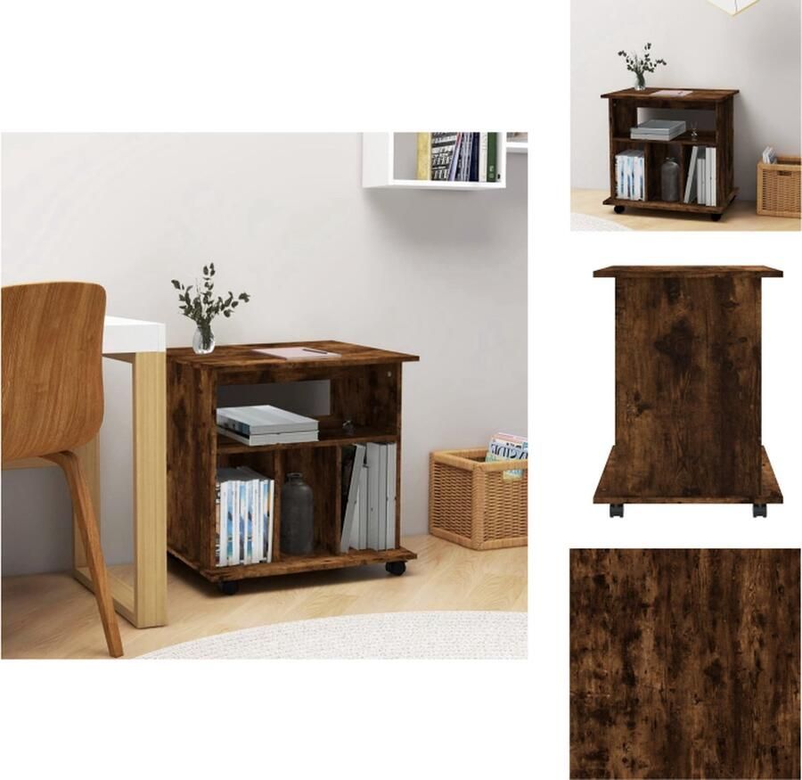 The Living Store Verrijdbare Kast Opbergkast 60 x 45 x 60 cm Gerookt Eiken Verrijdbare Kast Opbergkast Houten Kast Bruine Kast Bureaukast