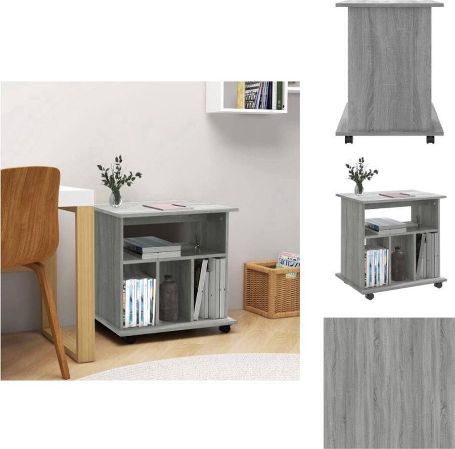 VidaXL Opbergkast Opbergkasten Rolbare Kantoorkast Rolkast Kast verrijdbaar 60x45x60 cm bewerkt hout grijs sonoma eiken