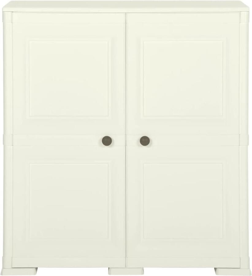 The Living Store Opbergkast hout-look 79x43x85 5 cm kunststof vanille-ijskleurig Opslagkast Opbergkast Plastic Kast Witte Kast Crème Kast - Foto 2