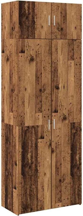 VidaXL Opbergkast met plank Anders met opslag met de deur Oud hout 80 x 42 5 x 225 cm Bewerkt hout