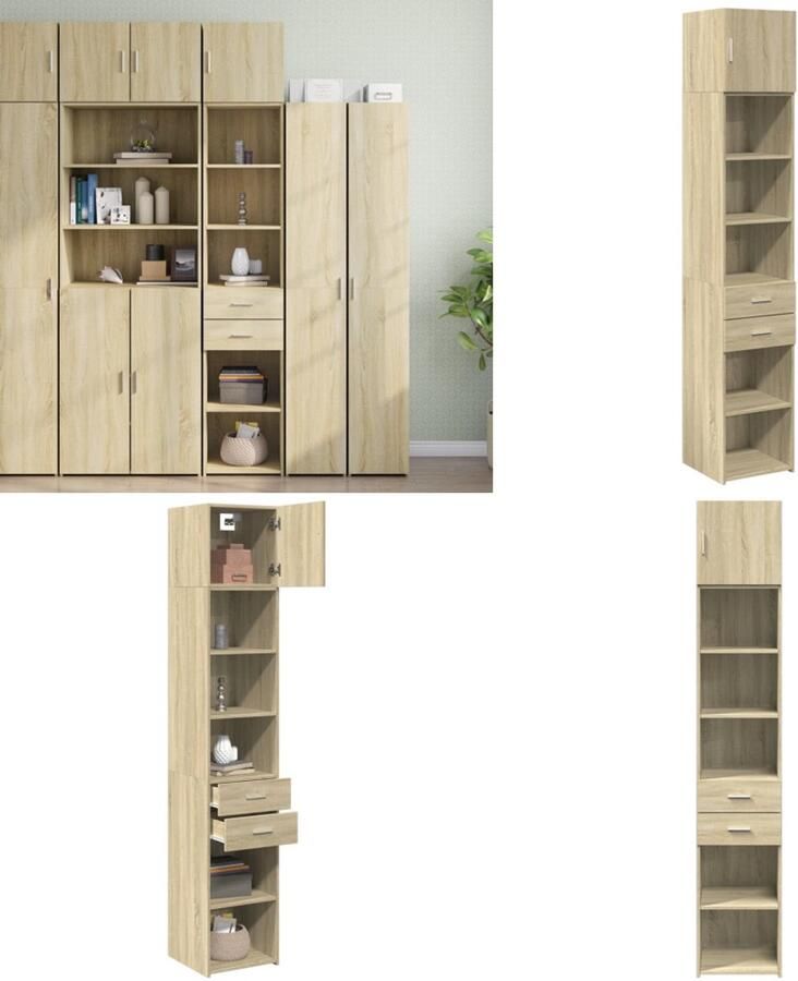 VidaXL Opbergkast smal 40x42 5x225 cm bewerkt hout sonoma eikenkleurig Smalle Opbergkast Smalle Opbergkasten Hoge Kast Opbergmeubel