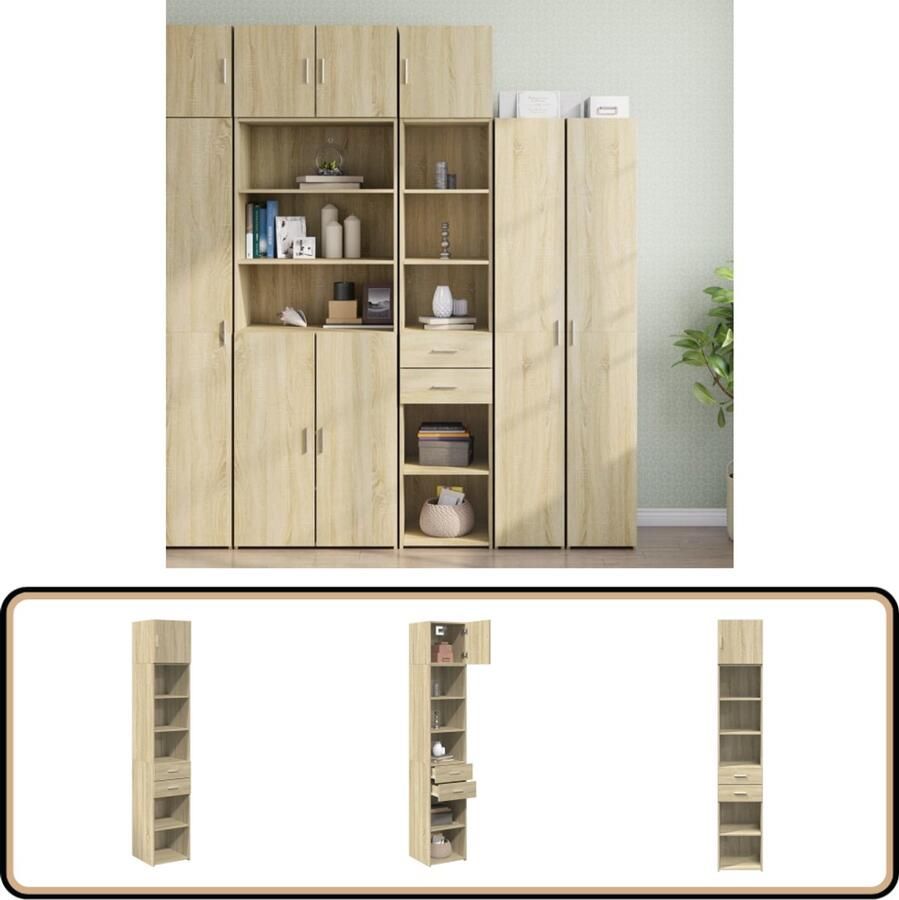 VidaXL Opbergkast Smal 40x42 5x225 cm Sonoma Eik Opslagkast Houten Kast Smalle Kast Opbergruimte Salontafel - Foto 2