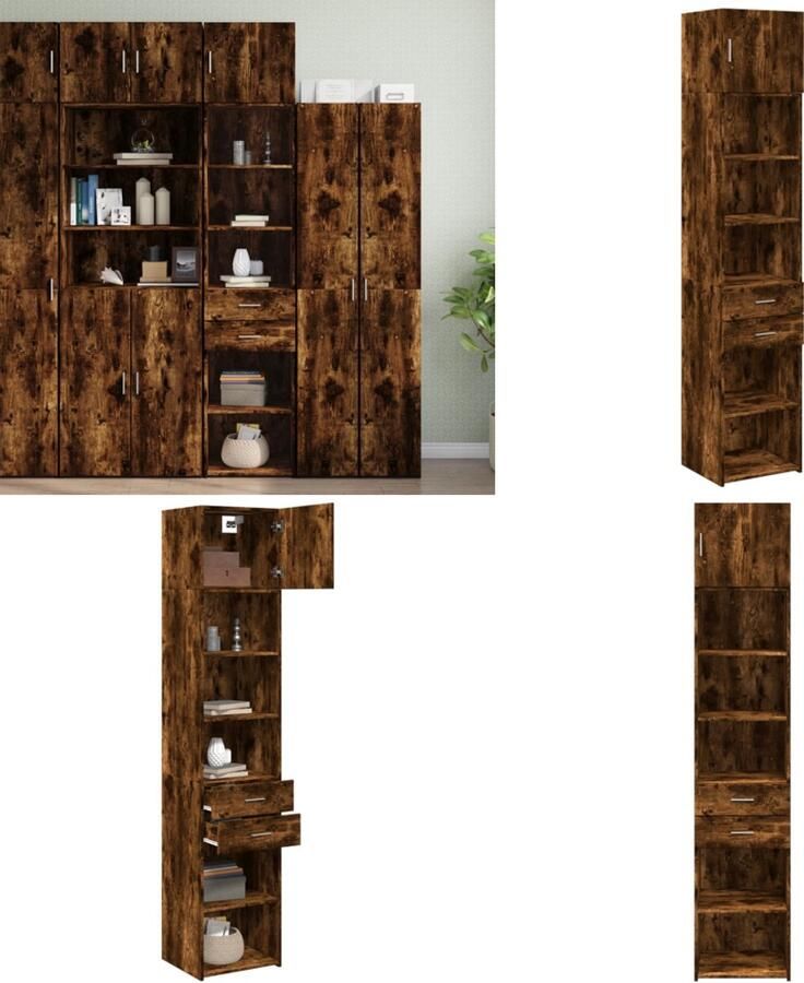 VidaXL Opbergkast smal 45x42 5x225 cm bewerkt hout gerookt eikenkleur Smalle Opbergkast Smalle Opbergkasten Hoge Kast Opbergmeubel