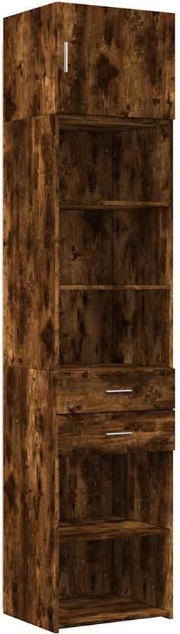 VidaXL Smalle Opbergkast Gerookt Eiken 50x225 cm Opslagkast Houten Kast Opbergruimte Smalle Kast Gerookte Eiken Meubels