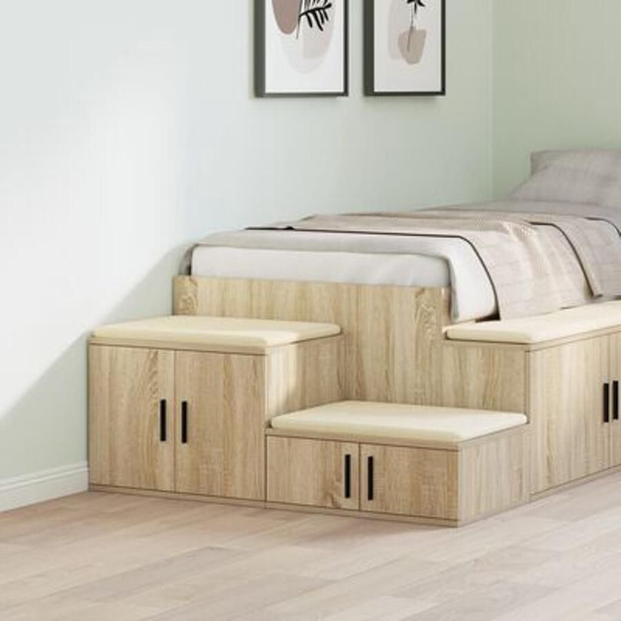 VidaXL Nachtkastjes Sonoma eiken Spaanplaat 103 x 41 x 40 cm Nachtkastje