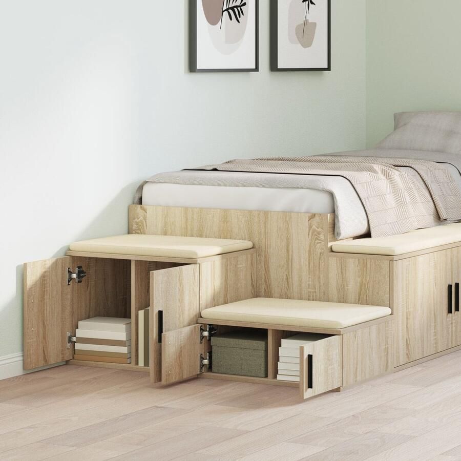 VidaXL Nachtkastjes Sonoma eiken Spaanplaat 103 x 41 x 40 cm Nachtkastje - Foto 2