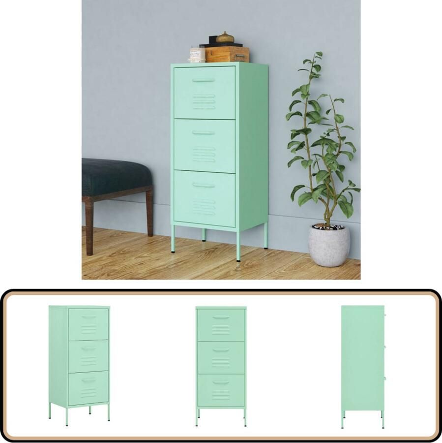 VidaXL Opbergkast Staal Mint 42 5x35x101 5 cm Opbergkast Dressoir Zijkast Metalen Kast Groene Kast Vintage Kast Industriële Kast