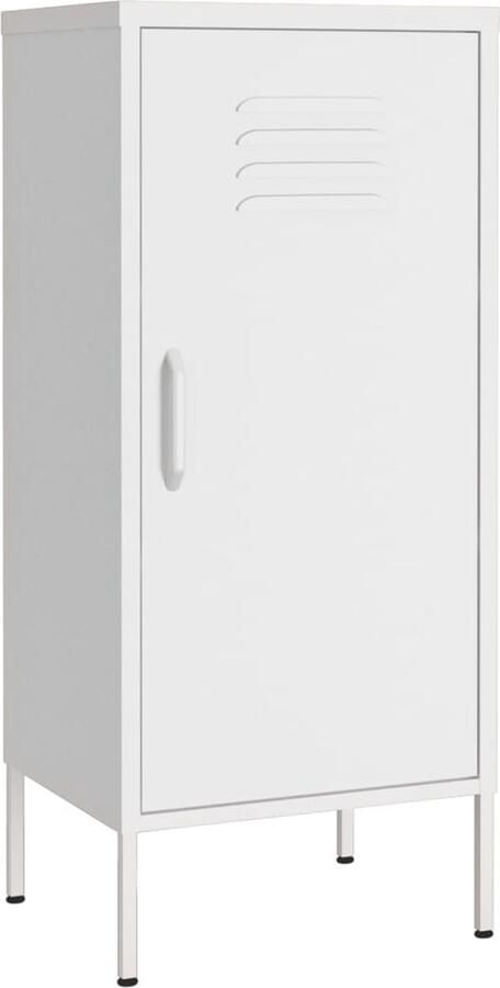 The Living Store Opbergkast Staal 42.5 x 35 x 101.5 cm Wit 2 verstelbare schappen Opbergkast Metalen Kast Staalkast Wit Kast Opslagruimte