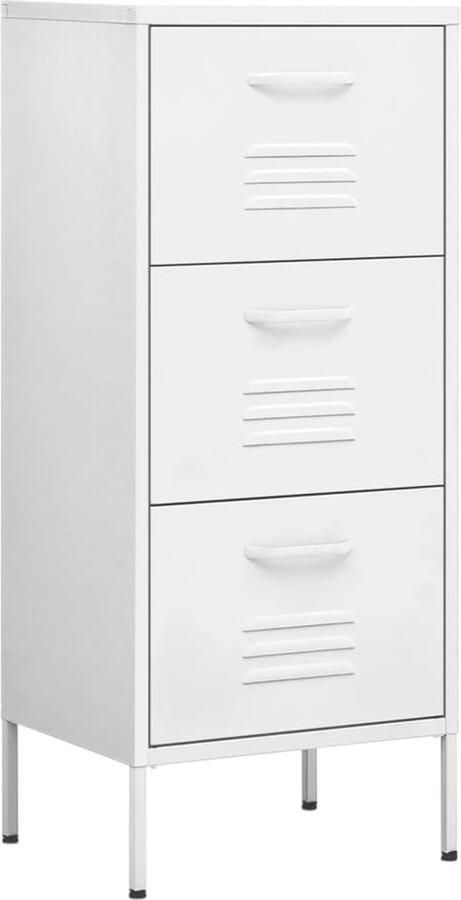 The Living Store Opbergkast Bijzetkast Staal 42.5x35x101.5cm Wit 20kg draagvermogen 60kg totaal Gewichtsbalans Opbergkast Bijzetkast Dressoir Staalkast Witte Kast - Foto 2