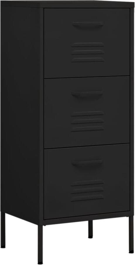 VidaXL Opbergkast Staal Zwart 42 5x35x101 5 cm Opbergkast Dressoir Zijkast Zwarte Kast Metalen Kast Industriële Kast Bijzettafel - Foto 2