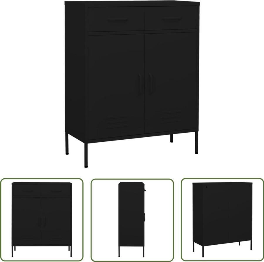 VidaXL Opbergkast Staal Zwart 80x35x101 5 cm Opslagkast Metalen Kast Zwarte Kast Industriele Kast Staalkast Opbergmeubel