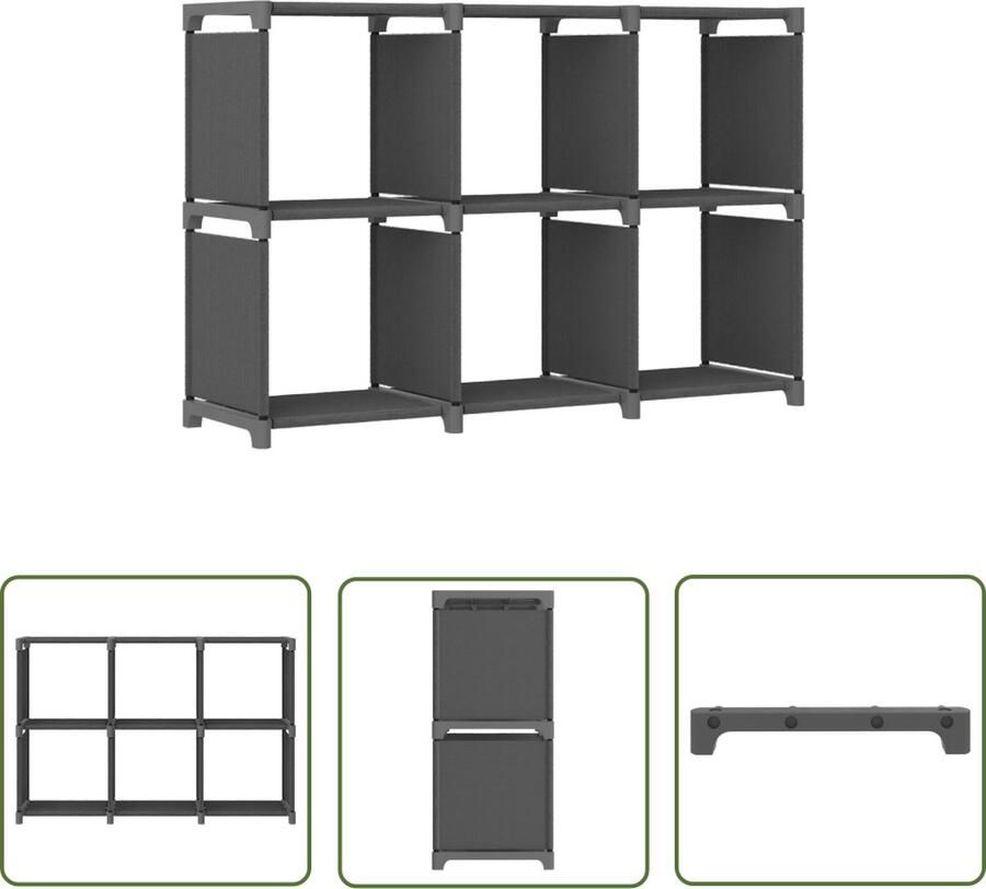 The Living Store Vrijstaande Vakkenkast 103 x 30 x 72.5 cm Grijs Stof en Staal Vakkenkast Opbergkast Stoffen Kast Metalen Kast Grijze Kast