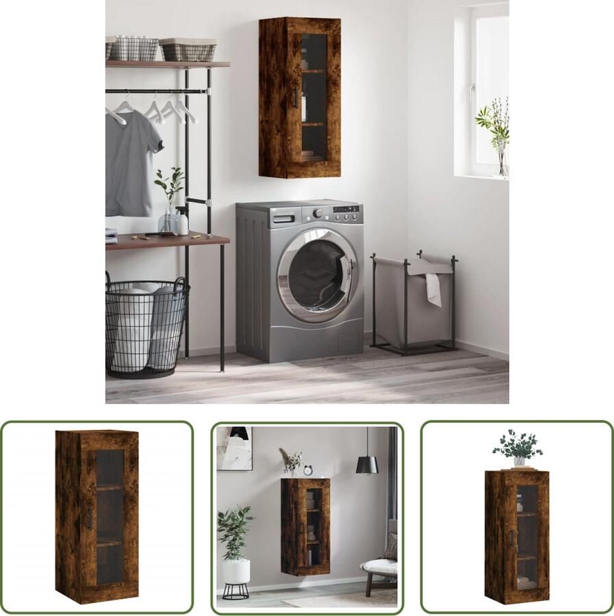 VidaXL Opbergkast Wandkast 34 5x34x90 cm gerookt eikenkleurig Tv-meubel Boekenplank Livingroom Furniture