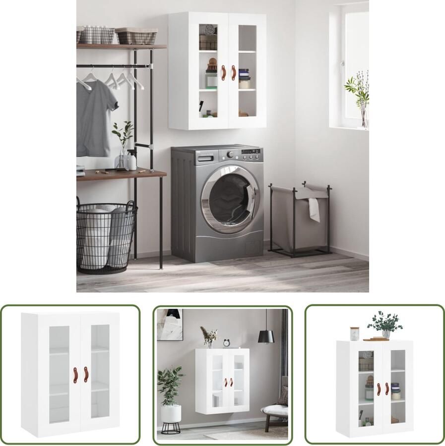 The Living Store Wandkast 69 5x34x90 cm wit Hangkast Wandkast Opbergkast Houten Kast Witte Kast