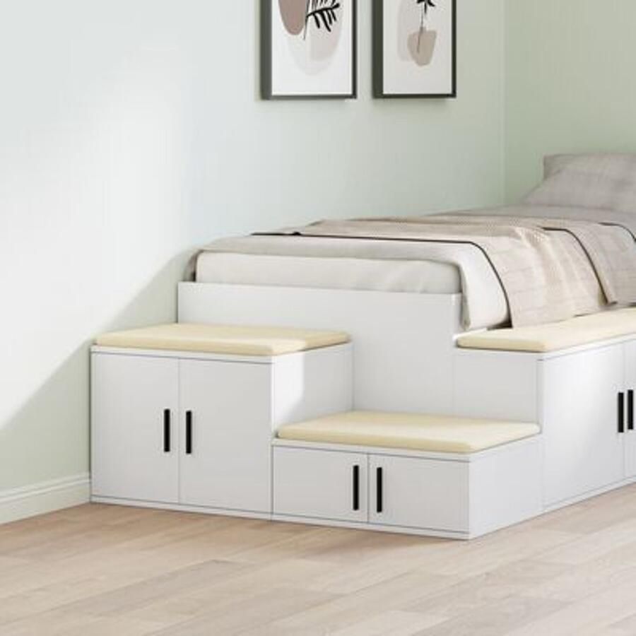 VidaXL Nachtkastjes Wit MDF 103 x 41 x 40 cm Nachtkastje Rechthoekig