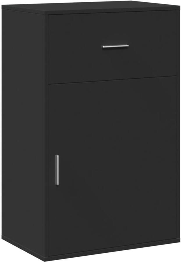 The Living Store Opbergkast 56 5x39x90 cm bewerkt hout zwart Opbergkast Bijzetkast Houten Kast Zwarte Kast Badkamermeubilair - Foto 2