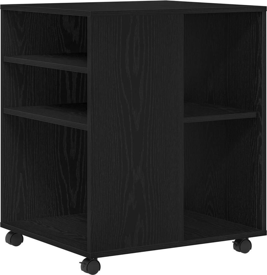 VidaXL Opbergkast met wiel Zwart eiken 60 x 53 x 72.5 cm Bewerkt hout