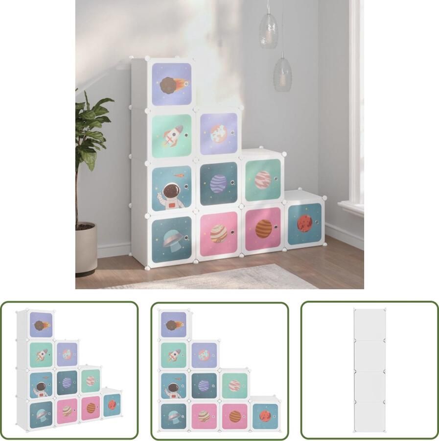 The Living Store Opbergkast voor kinderen Kubusvormig Polypropeen 124.5 x 31.5 x 123.5 cm Cartoonpatronen Kinderopbergkast Opbergkasten Voor Kinderen Kids Storage Plastic Opbergkast Kubusformaat - Foto 2