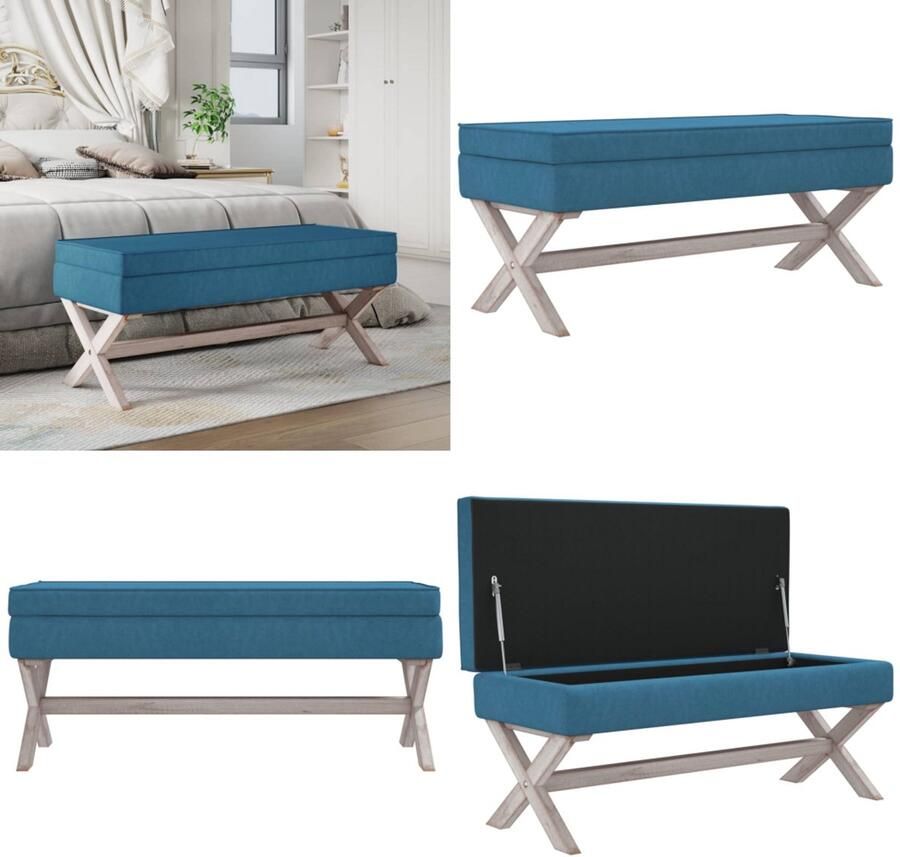 VidaXL Opbergkruk 110x45x49 cm fluweel blauw Opbergkruk Opbergkrukken Kruk Krukje