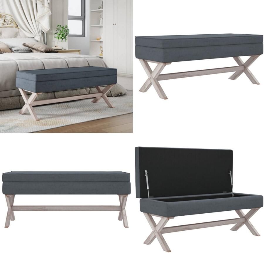 VidaXL Opbergkruk 110x45x49 cm fluweel donkergrijs Opbergkruk Opbergkrukken Kruk Krukje