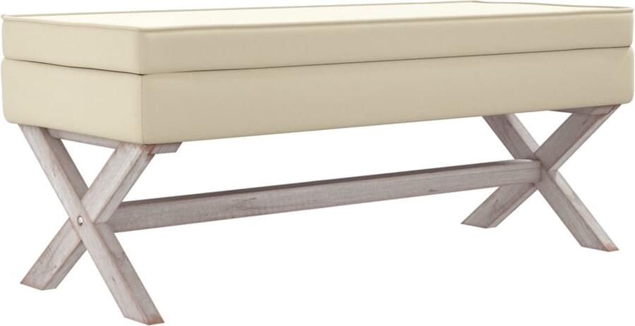 VidaXL Opbergkruk 110x45x49 cm Linnen stof Voetenbank Beige Opbergkruiken Stoffen Bankjes Vintage Furniture Frans Design Salonmeubelen