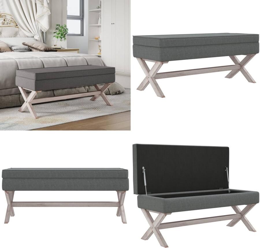 VidaXL Opbergkruk 110x45x49 cm stof donkergrijs Opbergkruk Opbergkrukken Kruk Krukje