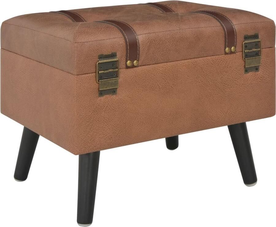 VidaXL Opbergkruk 40 cm Kunstleer Bruin Hocker Kruk Opbergkruiken Bruine Meubels Salontafel Alternatief Multifunctionele Stoelen Kleine Bank