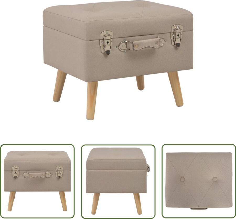 VidaXL Opbergkruk 40 cm stof Beige Praktisch & Stijlvol Hocker Kruk Opbergkruk Stoffen Kruk Beige Kruk Kleine Kruk Multifunctionele Kruk Salontafel Alternatief Woonaccessoires