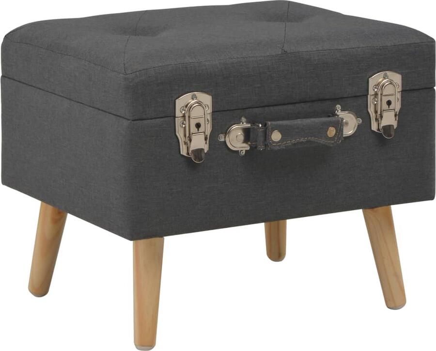 VidaXL Opbergkruk 40 cm Stof Donkergrijs Hocker Kruk Opbergkruk Stoffen Kruk Donkere Grijze Kruk Multifunctionele Kruk Salontafel Alternatief Comfortabele Kruk Kleine Kruk - Foto 2