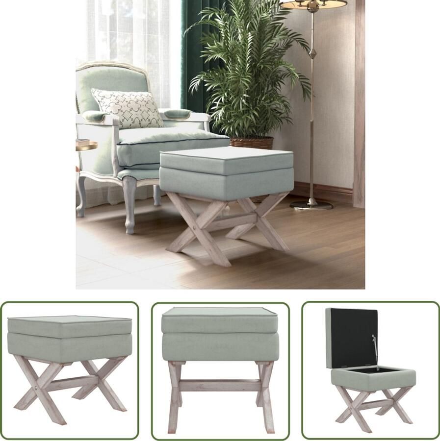 VidaXL Opbergkruk 45x45x49 cm Fluweel Lichtgrijs Vintage Kruk Opbergkrukken Kruk Met Opbergruimte Fluweel Kruk Grijze Kruk Salontafel Stoere Kruk