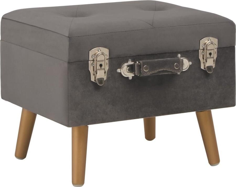 VidaXL Opbergkruk Fluweel Grijs 40x33x33 cm Opbergkruk Fluweelkruk Grijze Kruk Gouden Kruk Salontafel Stoere Bank Decoratieve Kruk Vintage Kruk Woonaccessoires Meubilair - Foto 2