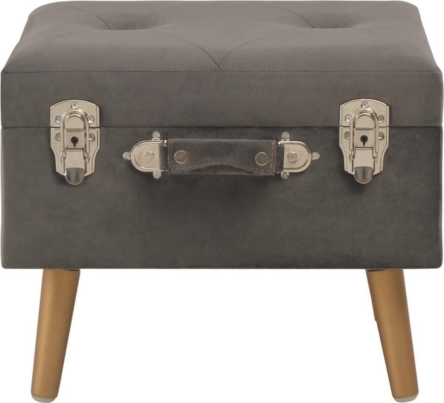 VidaXL Opbergkruk Fluweel Grijs 40x33x33 cm Opbergkruk Fluweelkruk Grijze Kruk Gouden Kruk Salontafel Stoere Bank Decoratieve Kruk Vintage Kruk Woonaccessoires Meubilair