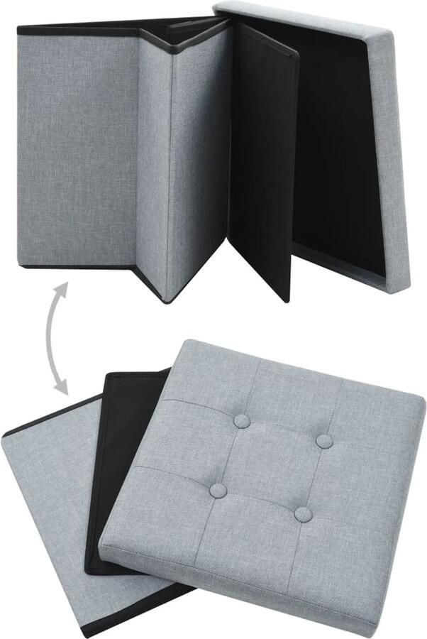 VidaXL -Opbergkruk-inklapbaar-kunstlinnen-lichtgrijs - Foto 2