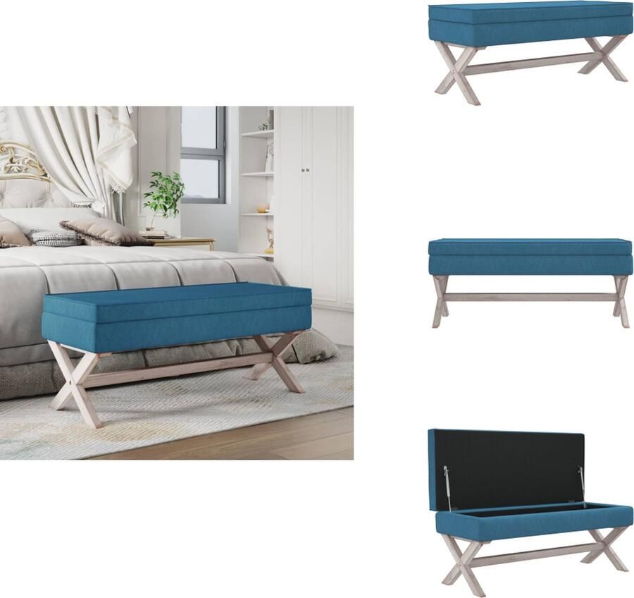 VidaXL Opbergkruk Opbergkrukken Kruk Krukje Opbergkruk 110x45x49 cm fluweel blauw