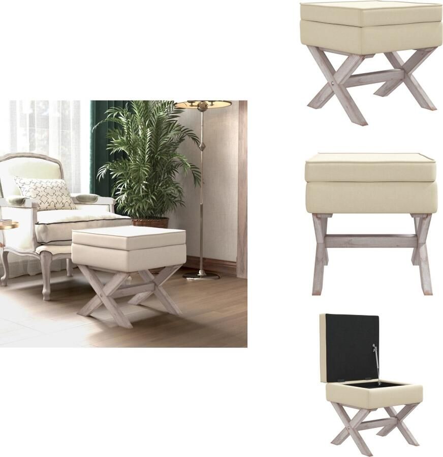 VidaXL Opbergkruk Opbergkrukken Kruk Krukje Opbergkruk 45x45x49 cm linnen beige