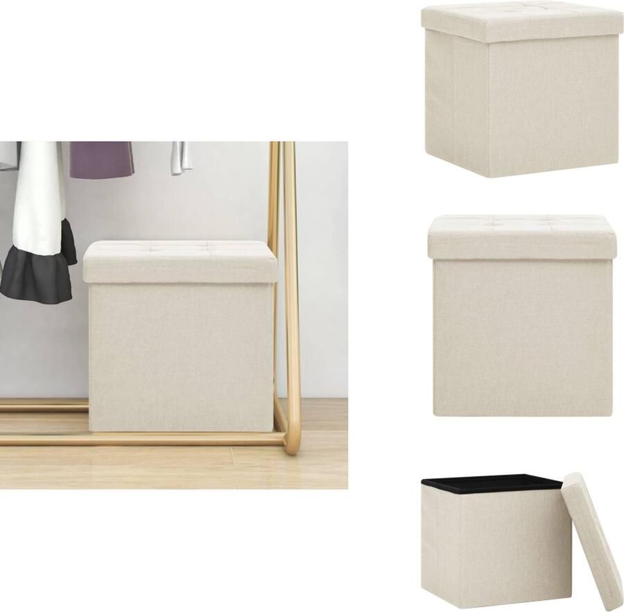 VidaXL Opbergkruk Opbergkrukken Opbergcontainer Opbergkist Opbergkruk inklapbaar kunstlinnen crèmewit