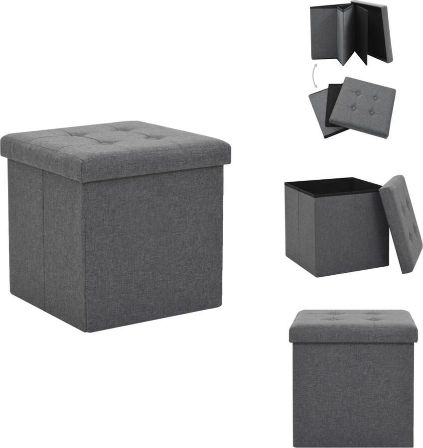 VidaXL Opbergkruk Opbergkrukken Opbergkist Opbergkisten Opbergkruk inklapbaar kunstlinnen donkergrijs